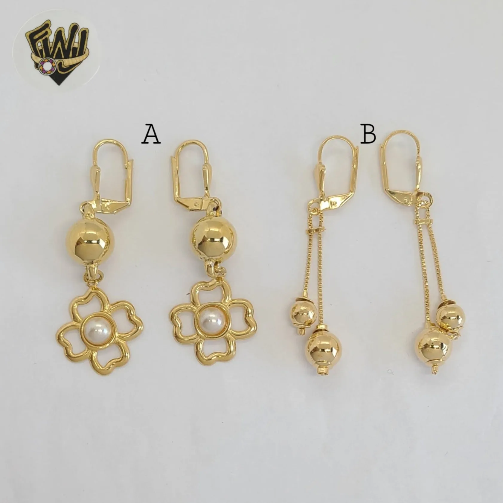 (1-1234) Gold Laminate - Long Earrings - BGF