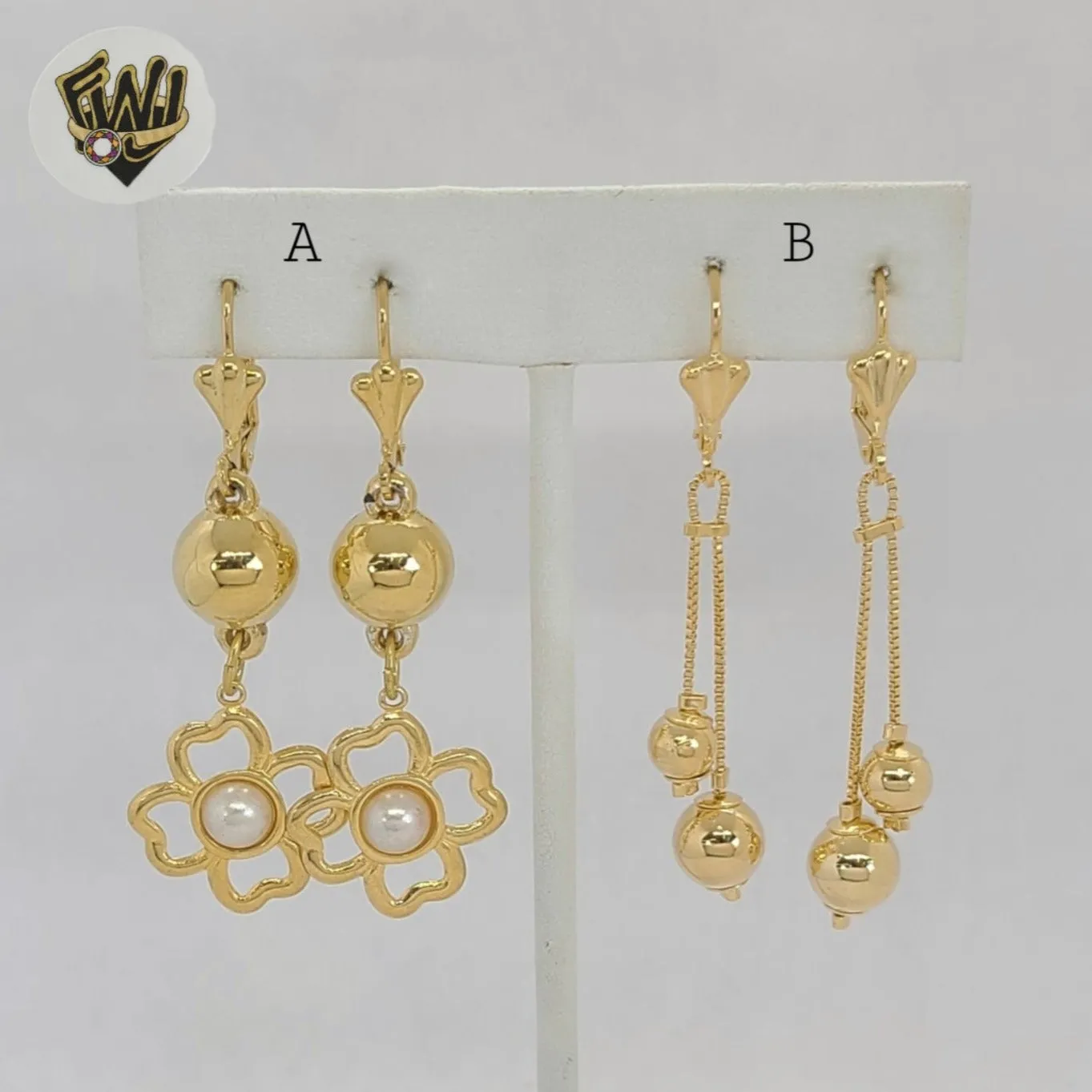 (1-1234) Gold Laminate - Long Earrings - BGF