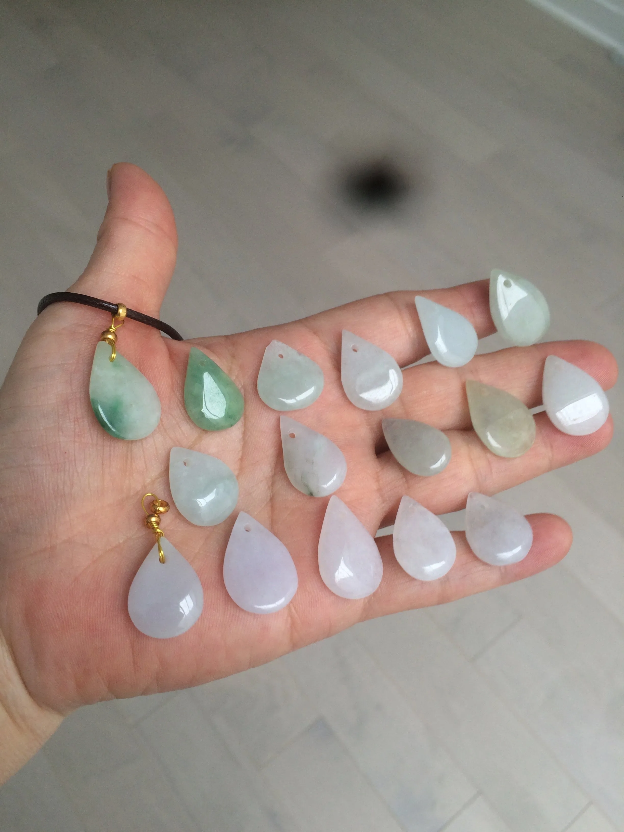 100% natural icy watery green purple white type A jadeite jade water drop pendant necklace group BF18