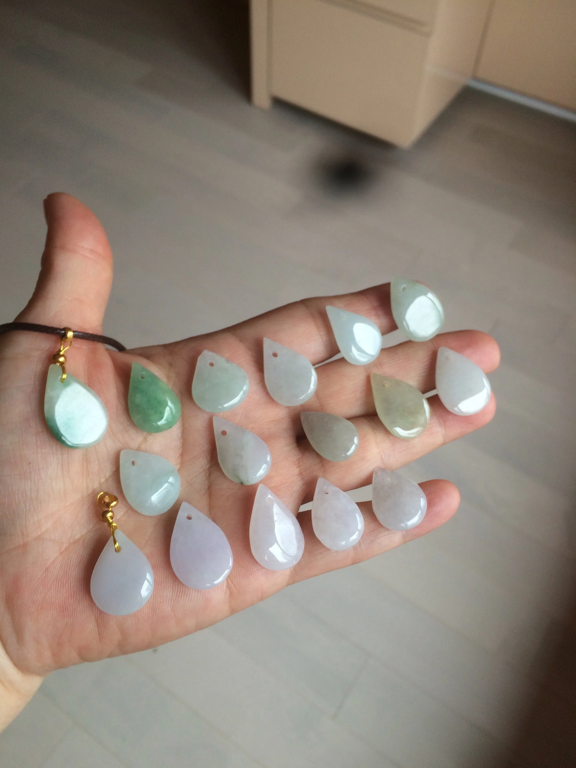 100% natural icy watery green purple white type A jadeite jade water drop pendant necklace group BF18