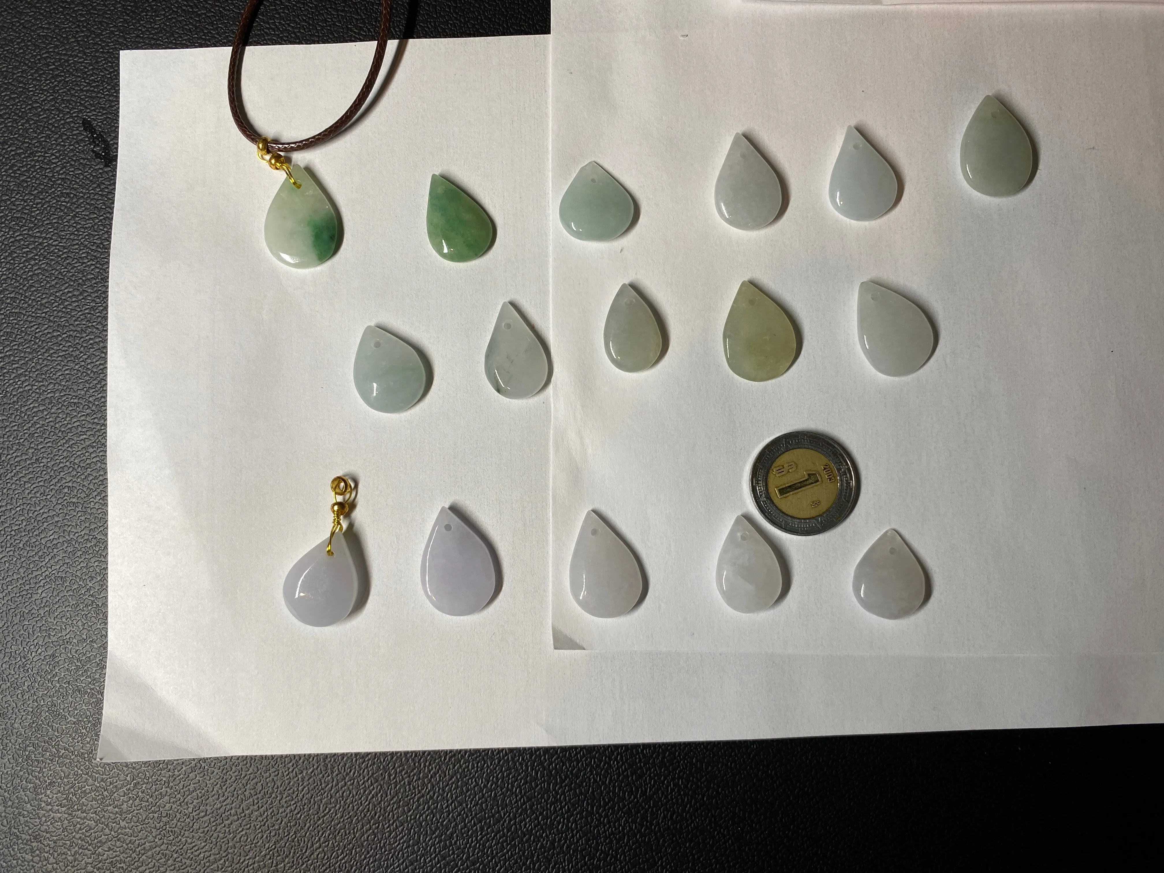 100% natural icy watery green purple white type A jadeite jade water drop pendant necklace group BF18