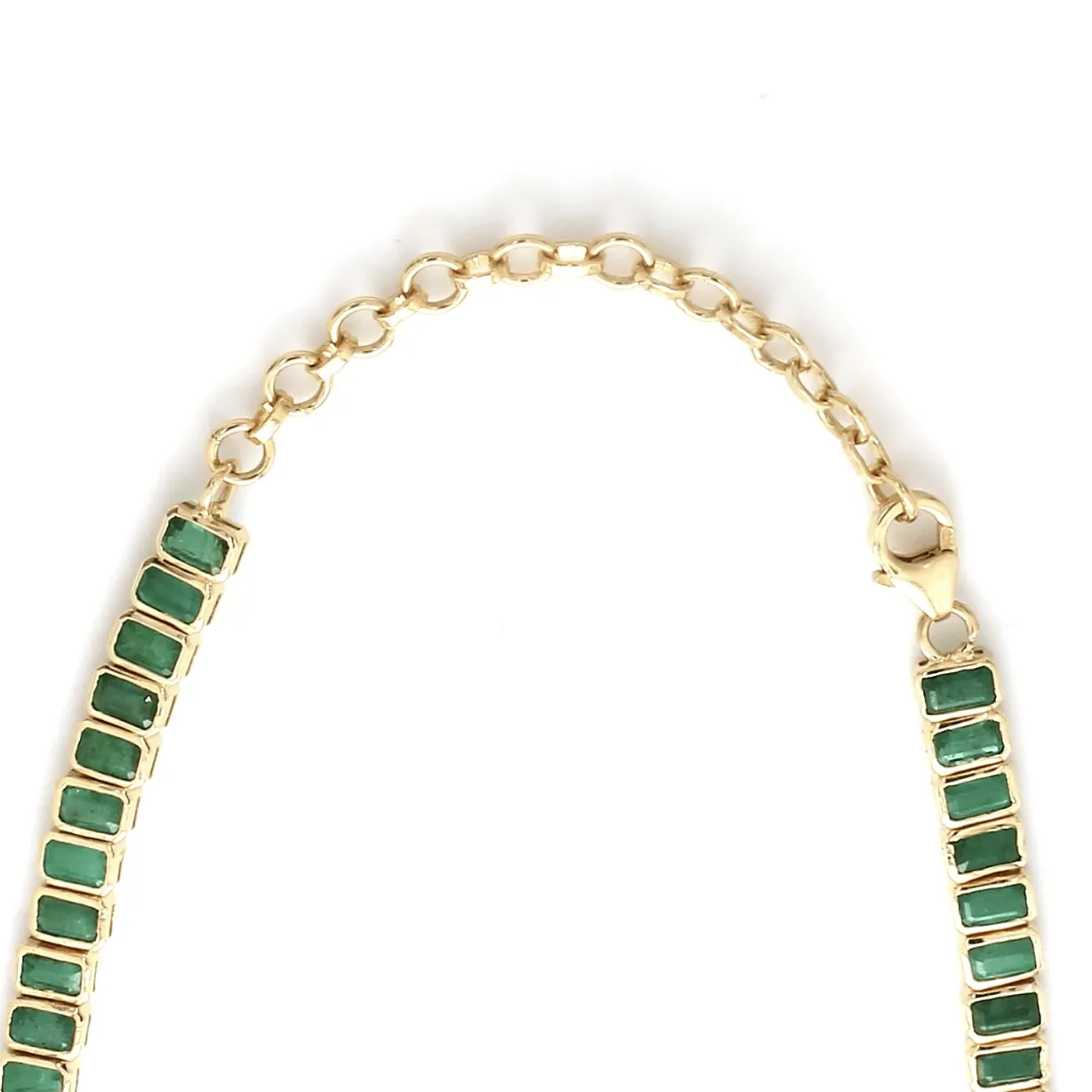 14K & 18K Gold Bezel Set Emerald Necklace