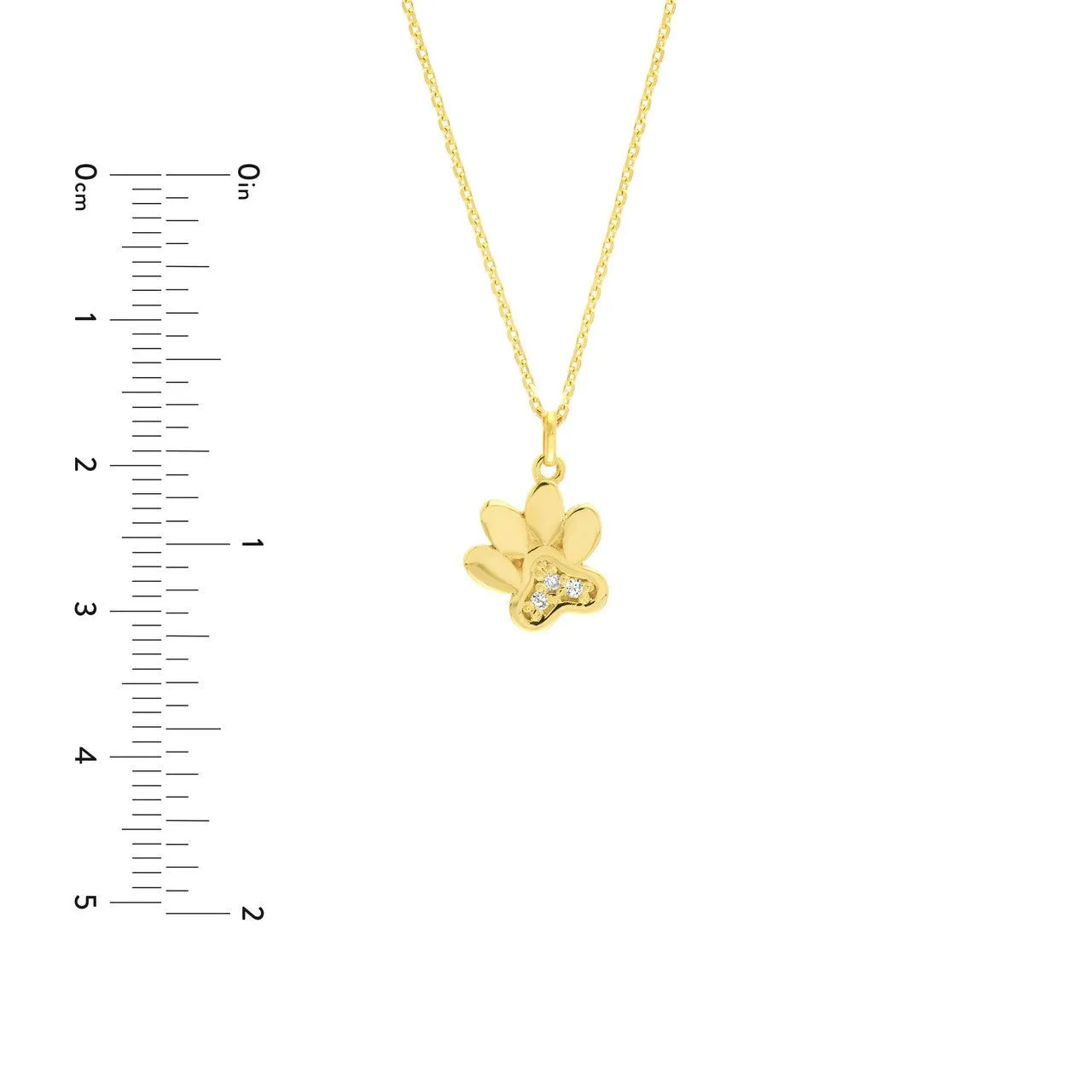 14K Gold Paw Print Diamond Pendant