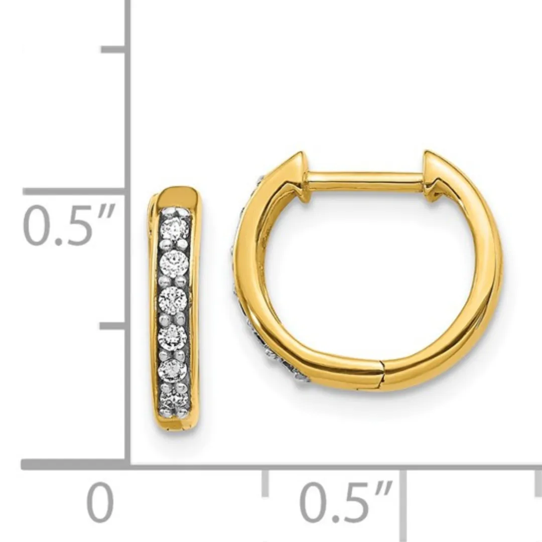 14k Yellow Gold Diamond Hinged Hoop Earrings