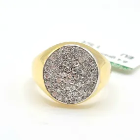 1.50ctw Round Illusion Diamond Men's Ring 14K Yellow Gold