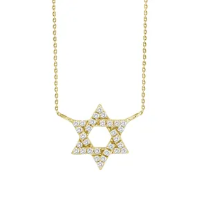 18k Diamond Star of David Pendant Necklace