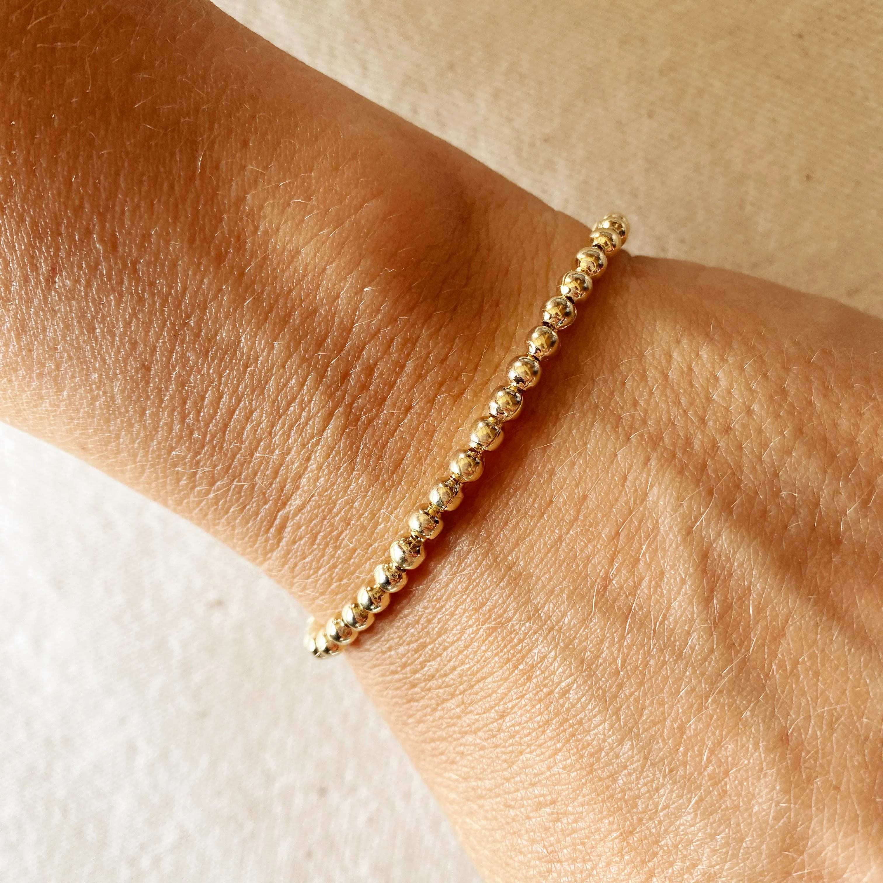 18k Gold Filled 3.5 mm Beaded Bracelet