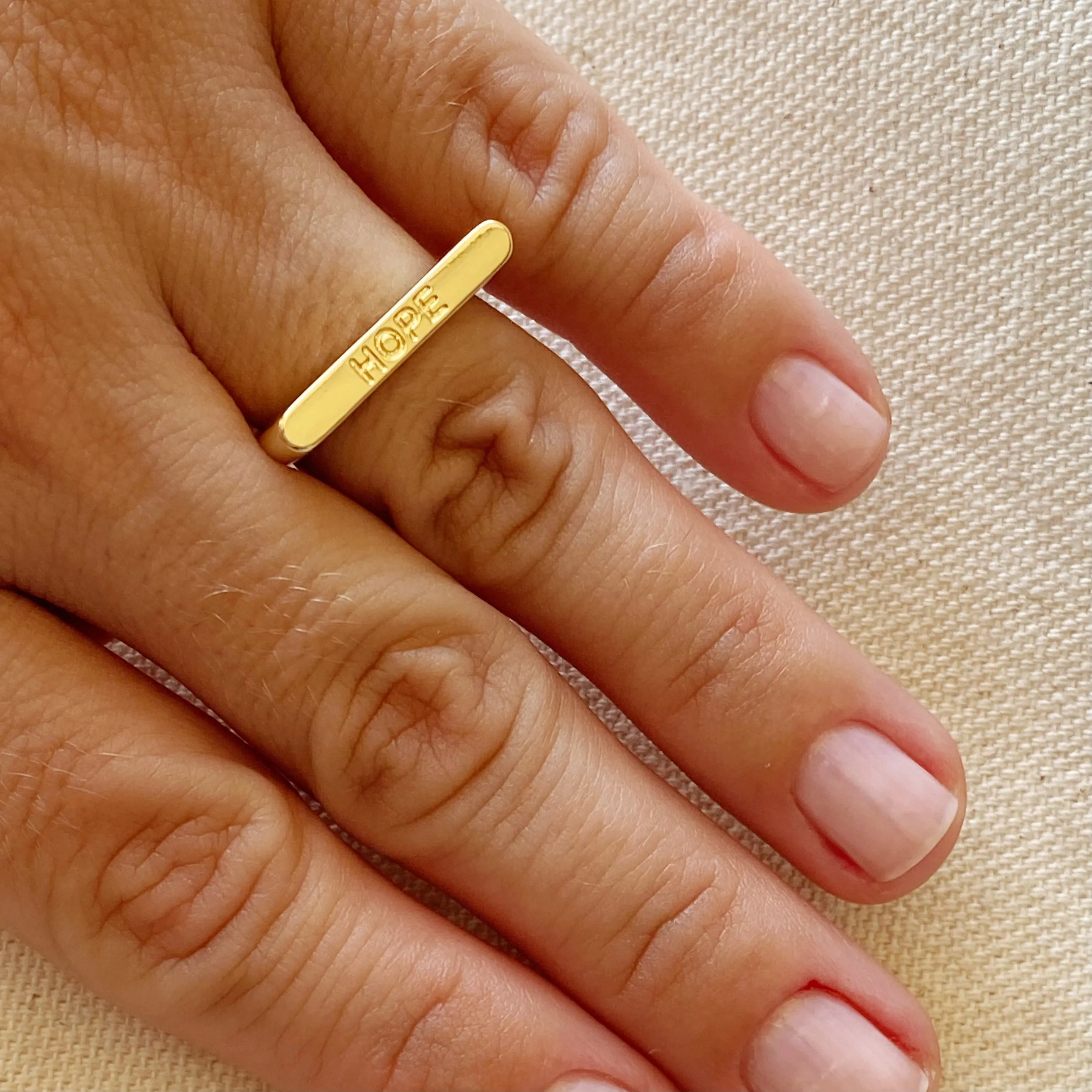 18k Gold Filled Hope Engraved Stackable Ring