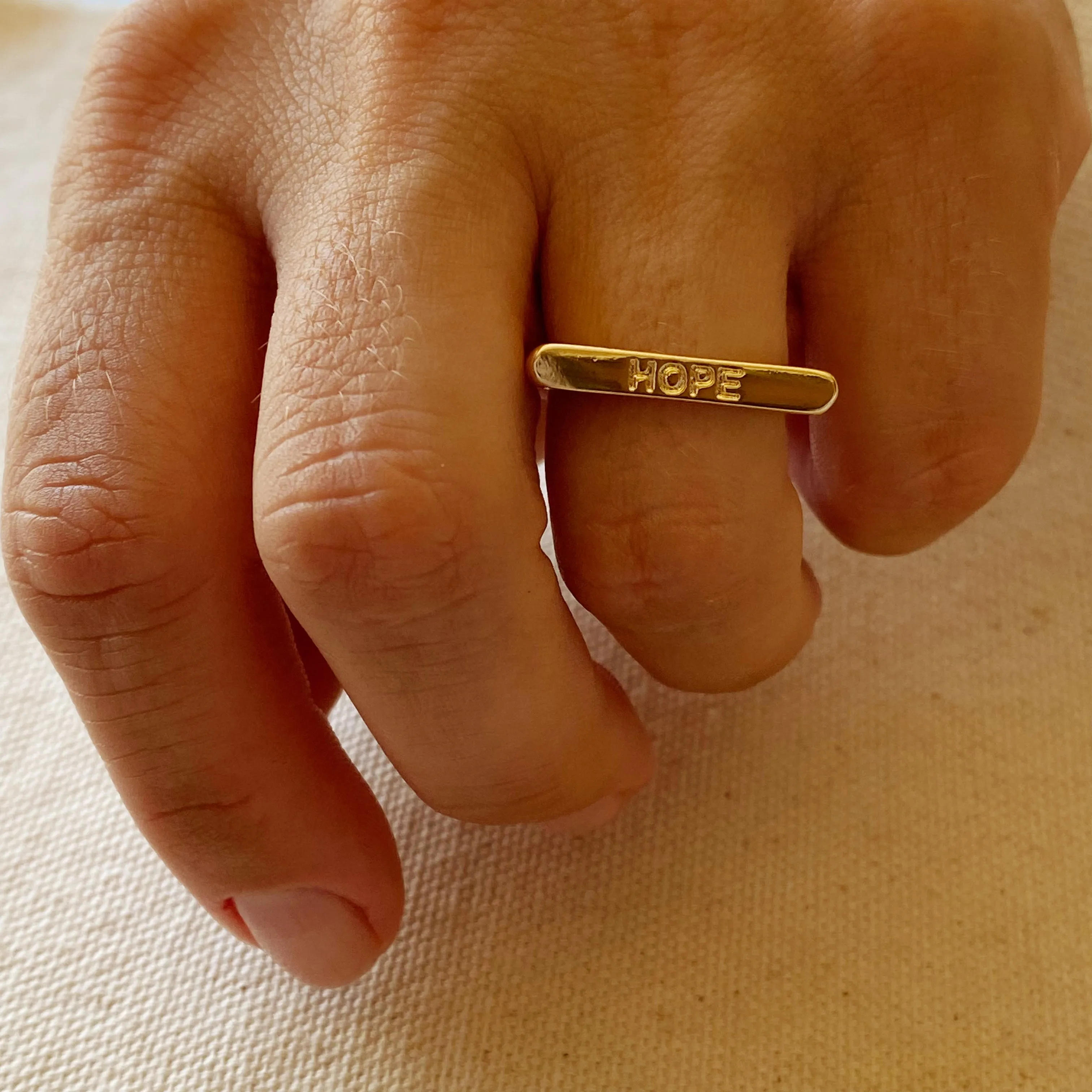 18k Gold Filled Hope Engraved Stackable Ring