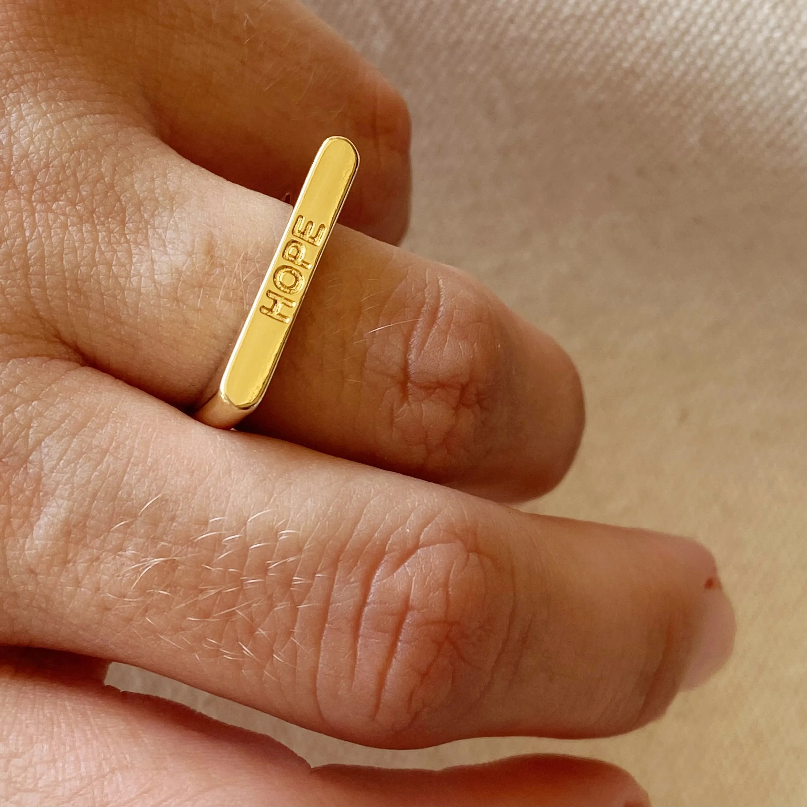 18k Gold Filled Hope Engraved Stackable Ring