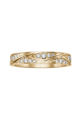 18K Yellow Gold Origami Diamond Waves Band