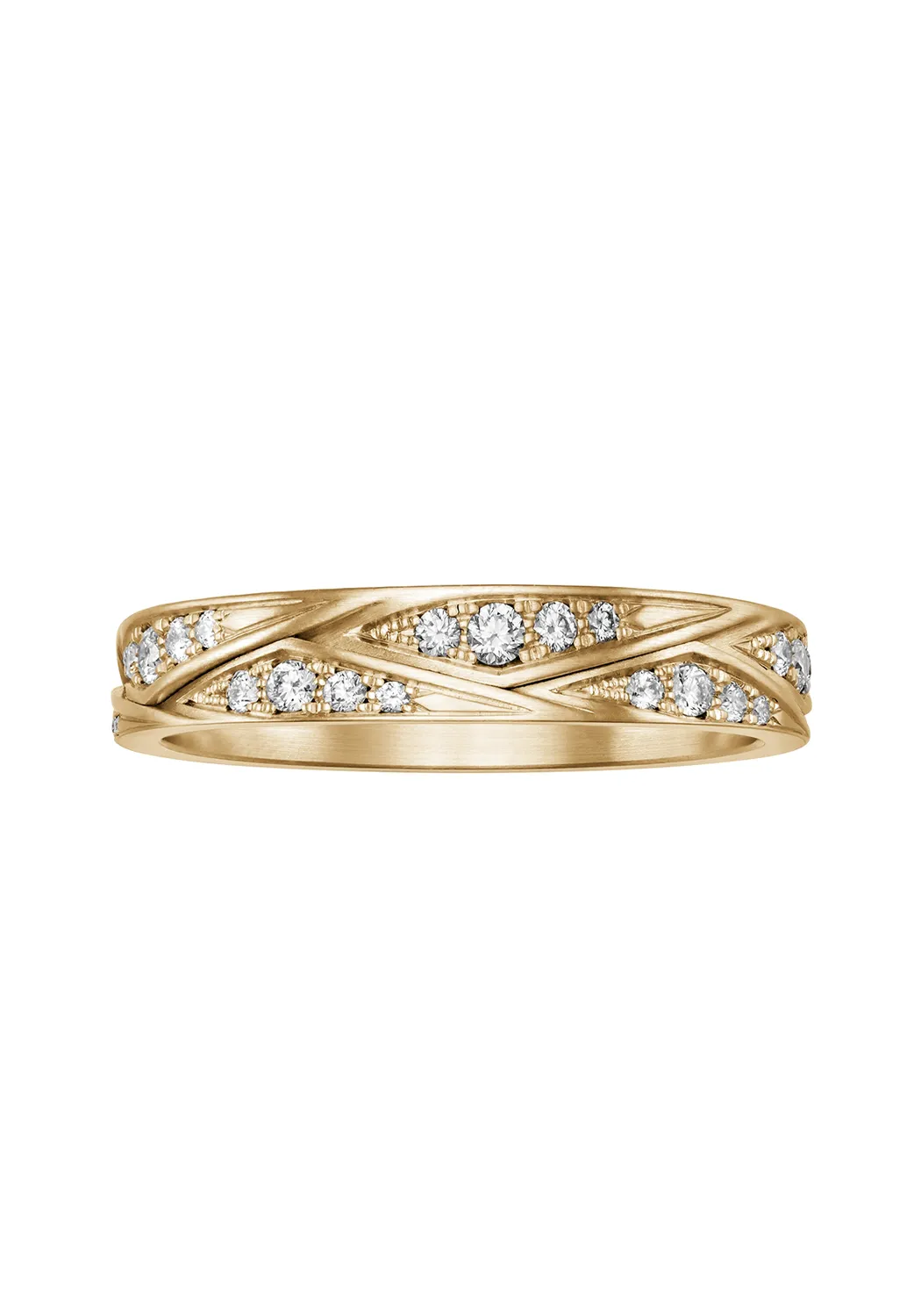 18K Yellow Gold Origami Diamond Waves Band