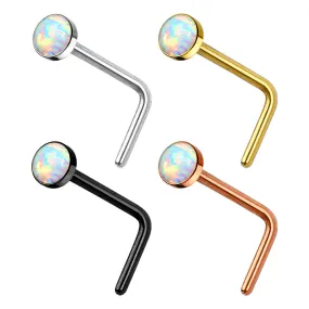 4 Pc Pre Packaged Opal Set IP Over 316L Surgical Steel WildKlass L Bend Nose Stud Rings Bonus Pack