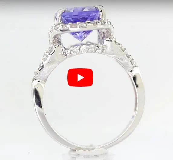 4.79 CT Oval Tanzanite Diamond Ring 0.82 CT TW 14K White Gold TZR013