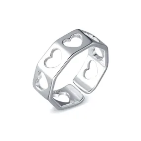 925 Sterling Silver Skeleton Love Plain Ring