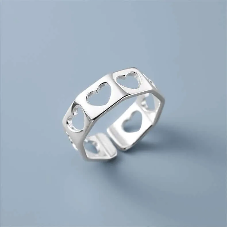 925 Sterling Silver Skeleton Love Plain Ring