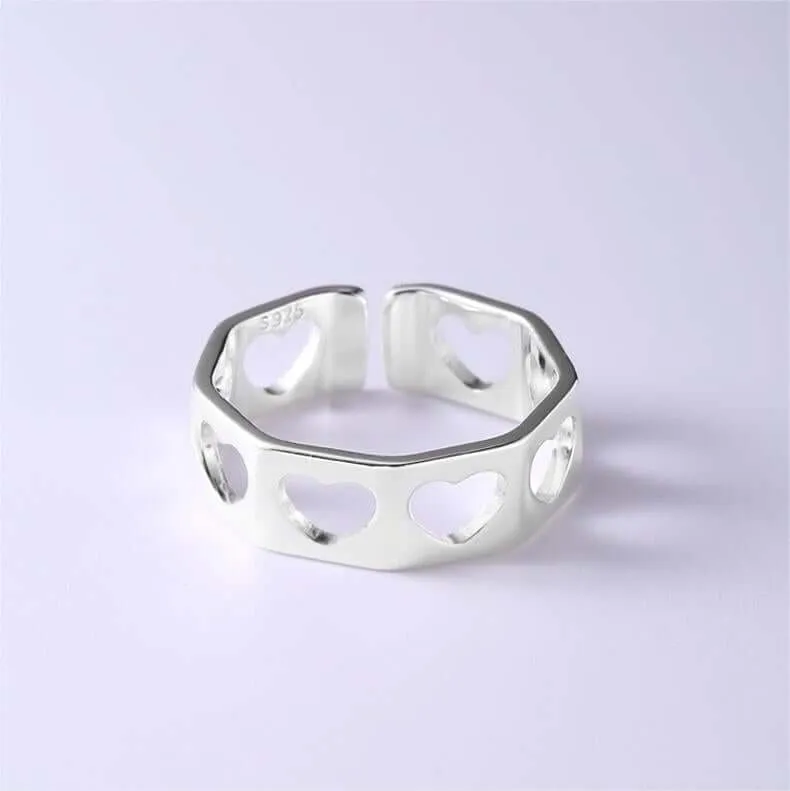 925 Sterling Silver Skeleton Love Plain Ring