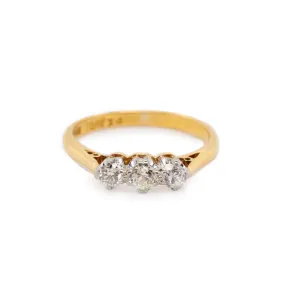 Antique Edwardian Era Platinum & 18K Yellow Gold Diamond Engagement Ring