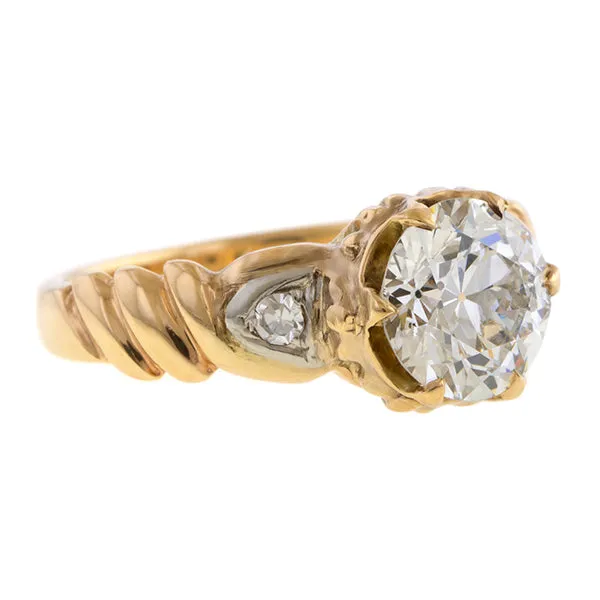 Antique Engagement Ring, Round Brilliant 1.18ct.