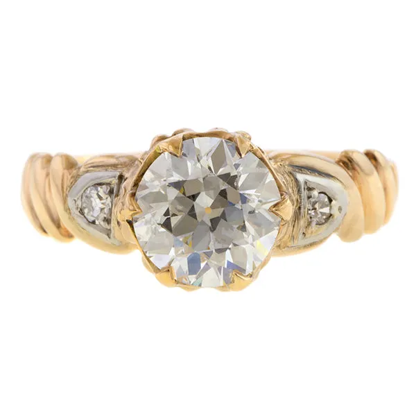 Antique Engagement Ring, Round Brilliant 1.18ct.