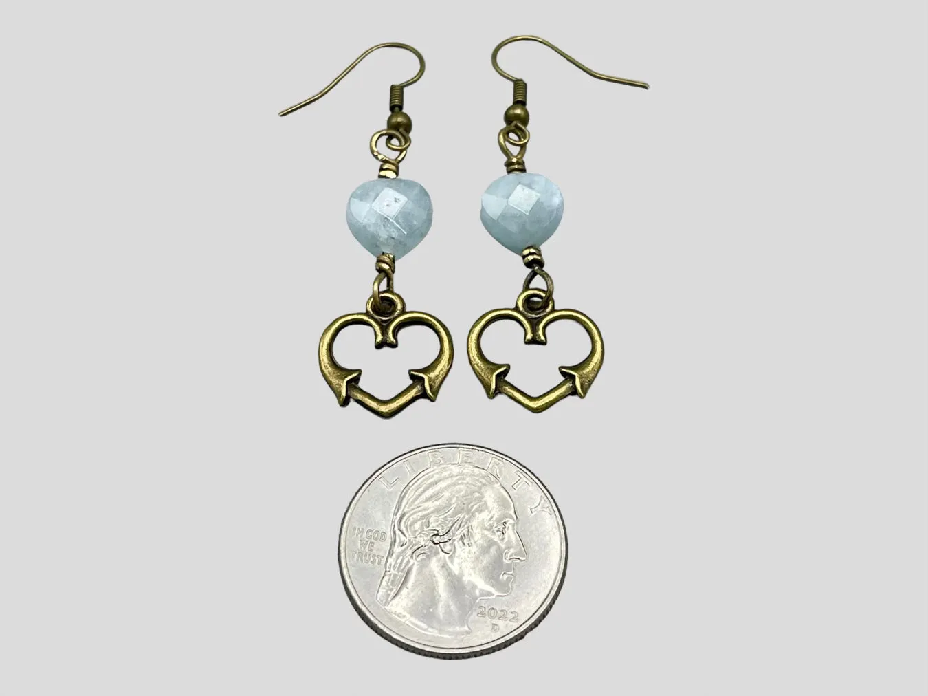 Aquamarine Heart Earrings