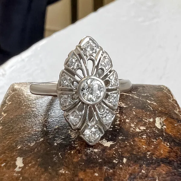 Art Deco Diamond Navette Ring