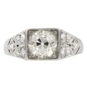 Art Deco Engagement Ring, Old European 1.00ct.