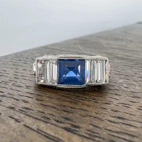 Art Deco Sapphire & Diamond Ring