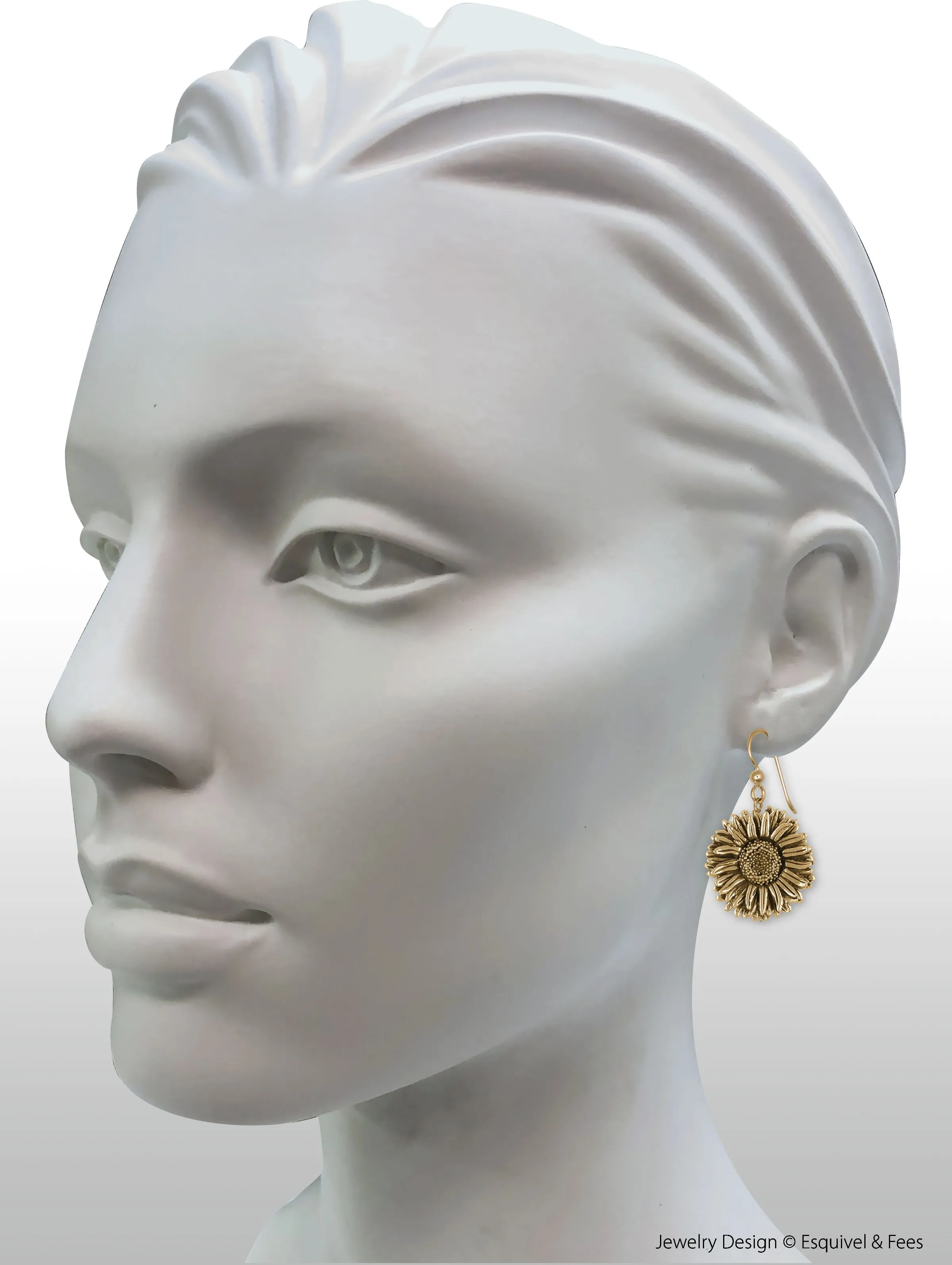 Aster Jewelry 14k Yellow Gold Handmade Aster Flower Earrings  AST1-EG