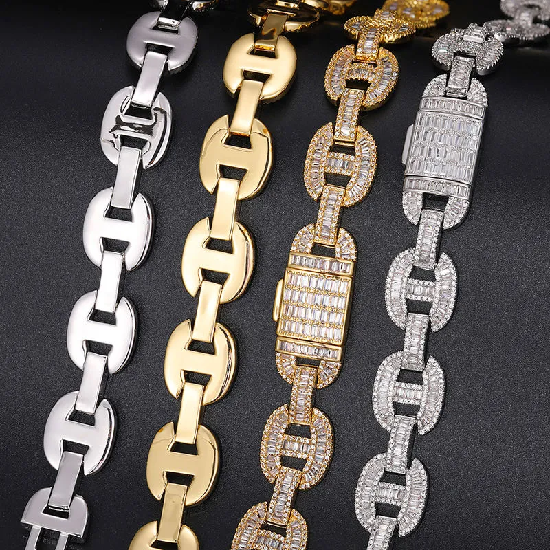 Baguette Iced out Cuban Chain Necklace and Bracelet