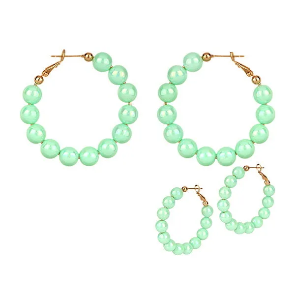 Barbie Theme Pearl Finish Bead Hoop Earrings