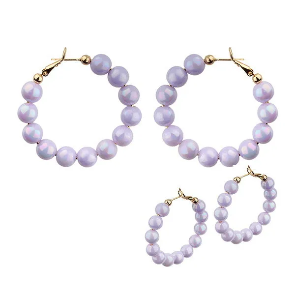 Barbie Theme Pearl Finish Bead Hoop Earrings