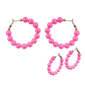 Barbie Theme Pearl Finish Bead Hoop Earrings