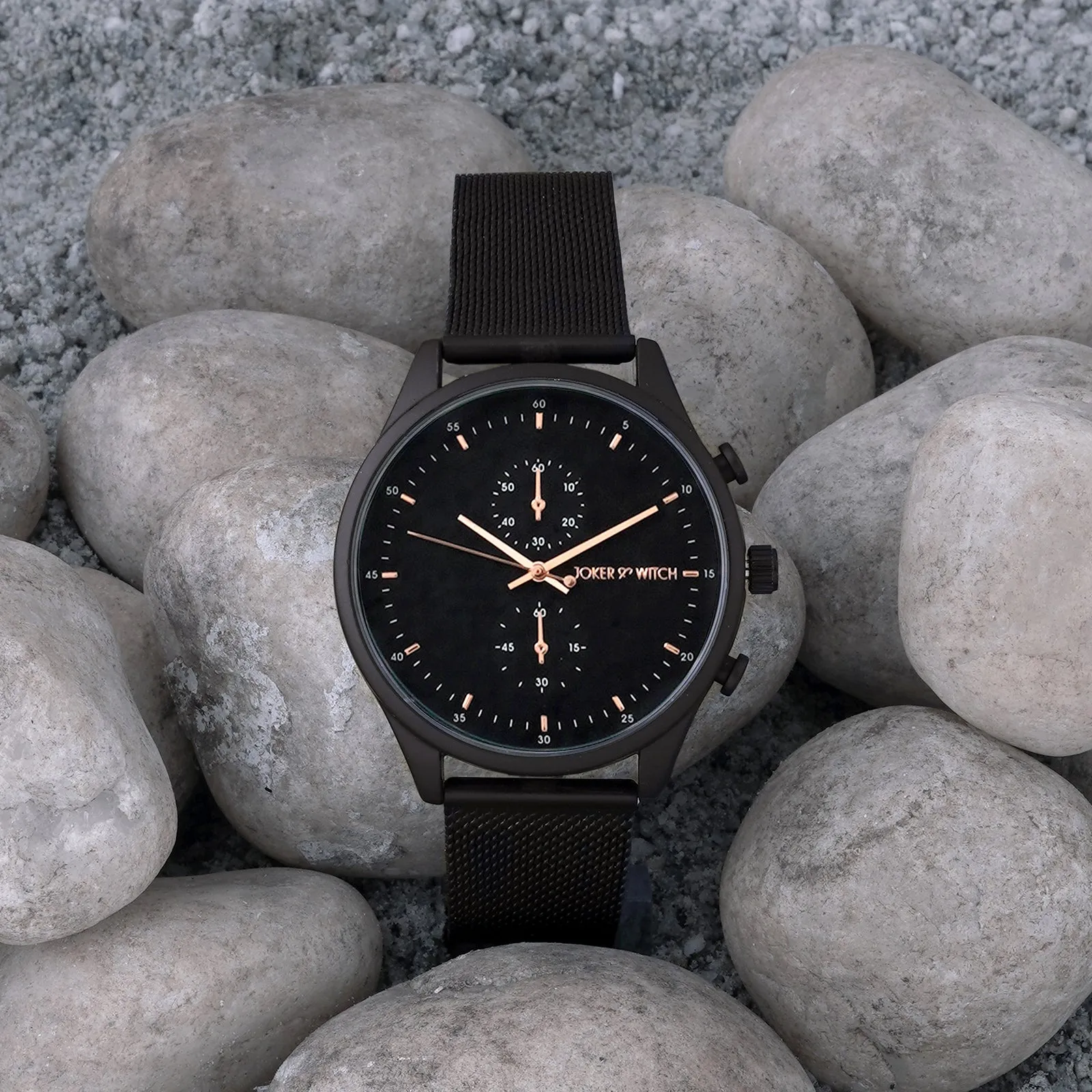 Beetle All Black Mesh Strap Watch