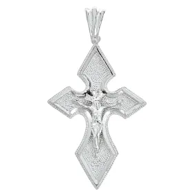 Better Jewelry 925 Sterling Silver Fuller Shaped Crucifix Pendant -Made in USA (11 grams)