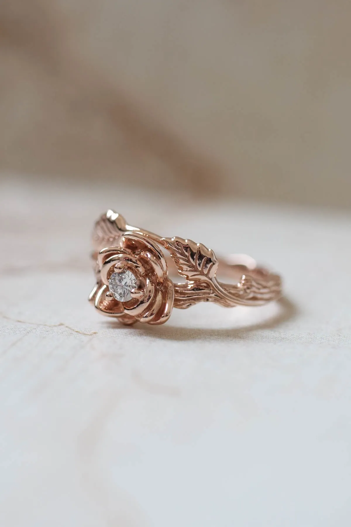 Blooming Rose | custom ring setting, rose flower engagement ring