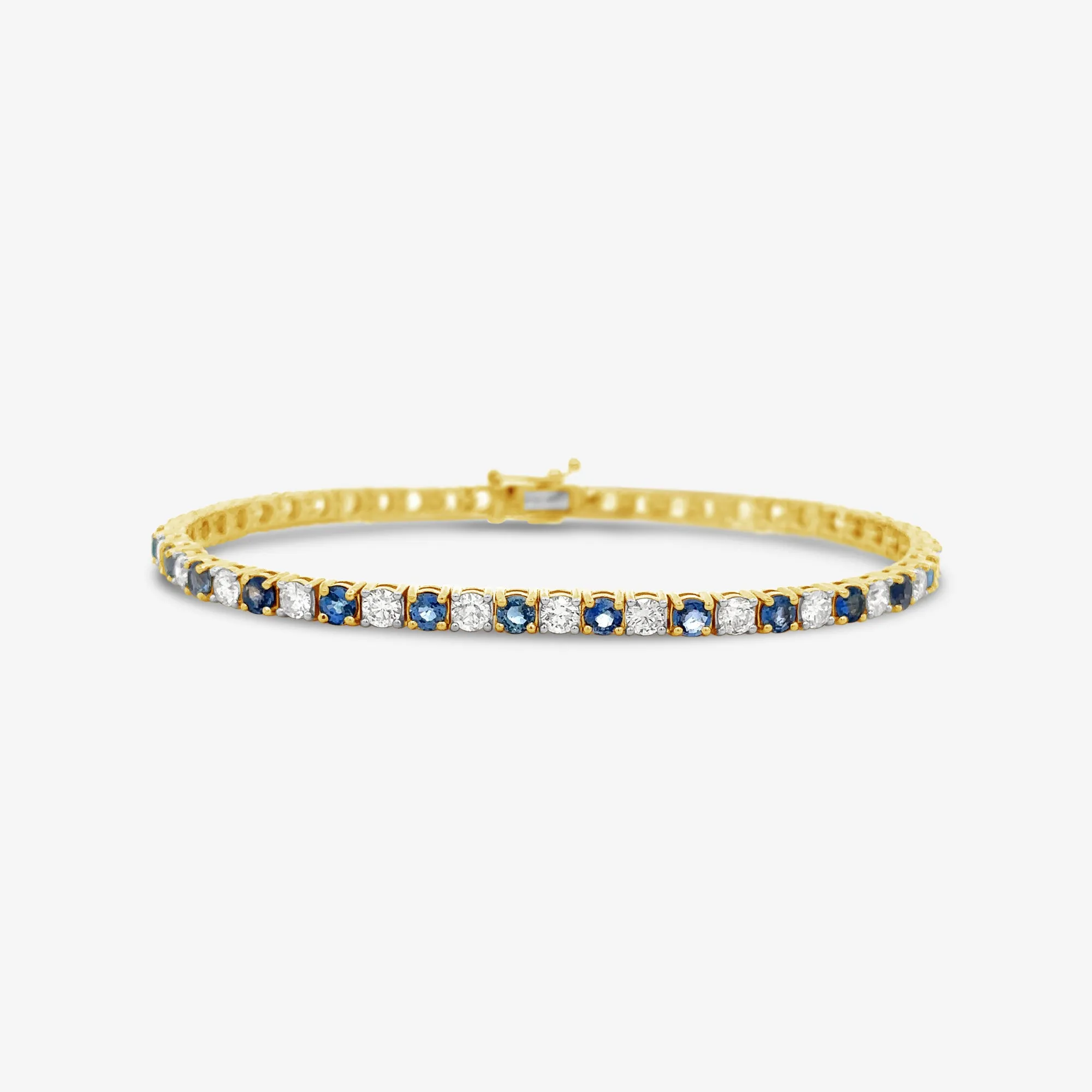 Blue Sapphire & Diamond Tennis Bracelet