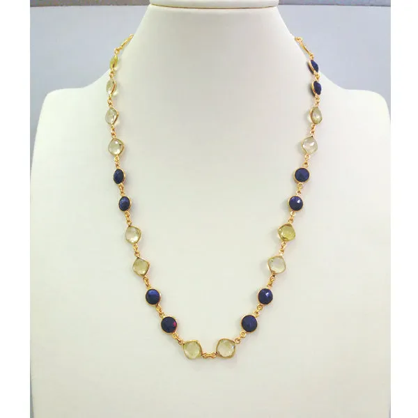 Blue Sapphire & Lemon Quartz Jeweled Chain Necklace