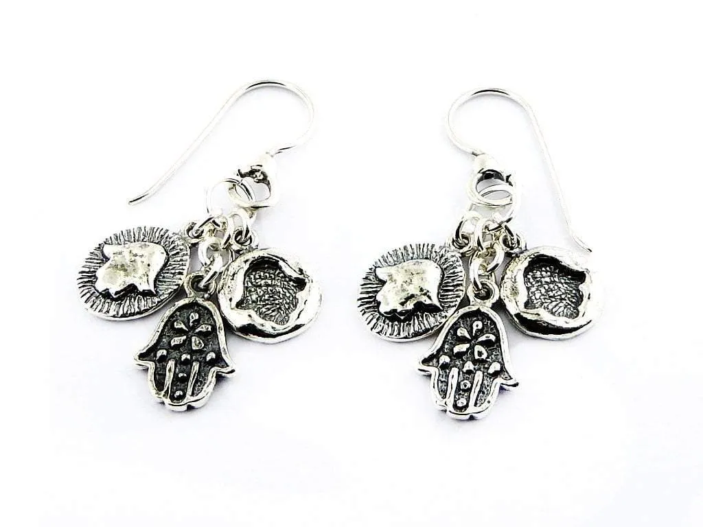 Bluenoemi Israeli Jewelry Designers Jewels for Woman in Silver. Hamsa earrings.