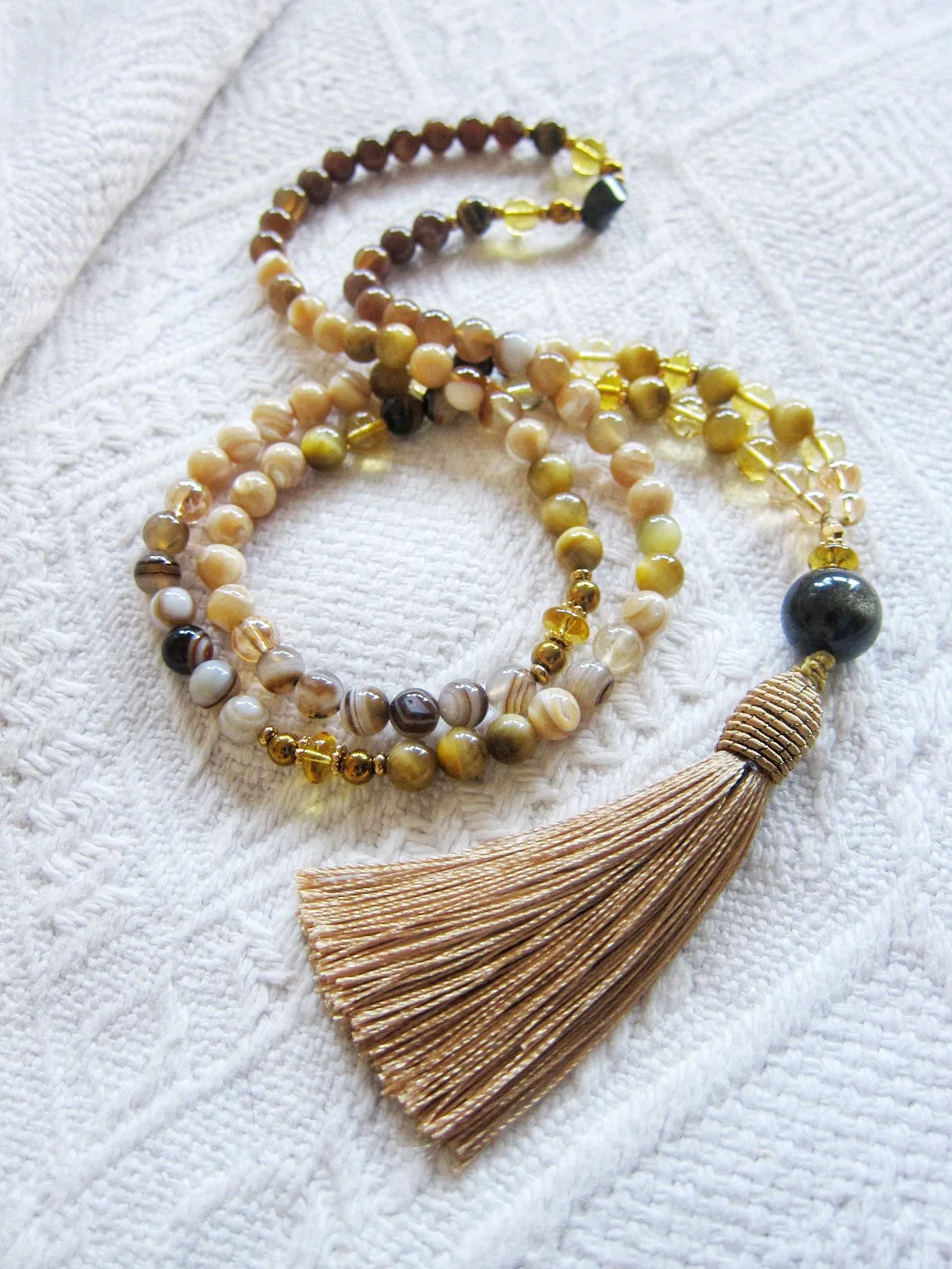 Bohemian Necklaces in Goddess Gold Tone Mala Necklace