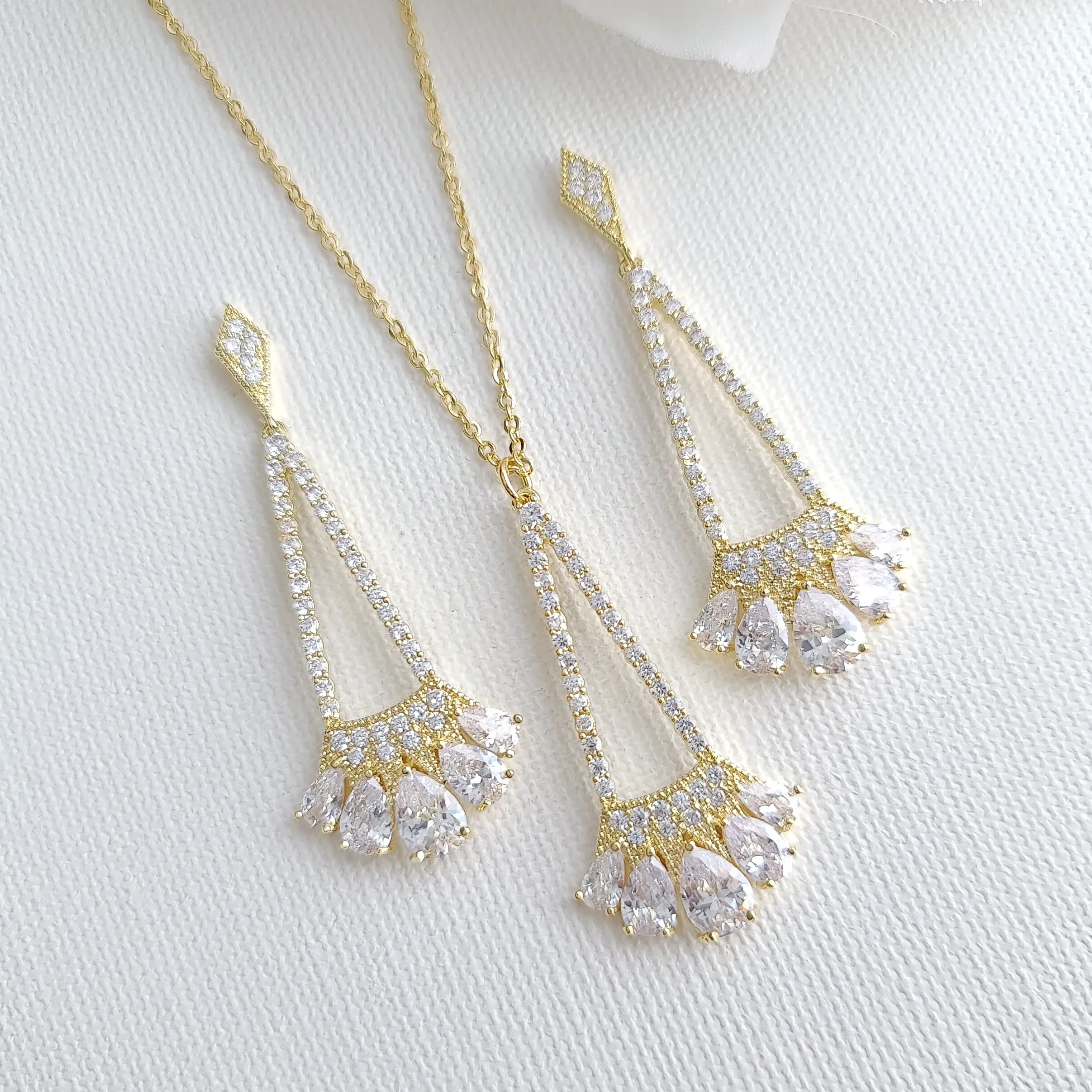 Bridal & Bridesmaids Pendant Necklace Set Gold- Sydney