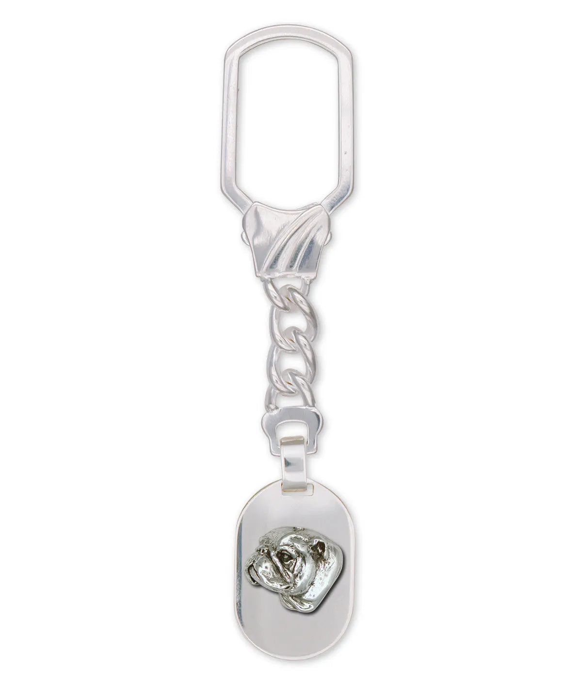 Bulldog Key Ring Jewelry Sterling Silver Handmade Dog Key Ring BD5-KRE