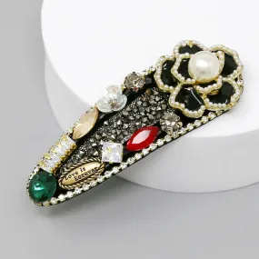 Camelia Flower Glass Stone Embellished Hair Clip