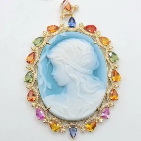 Cameo Gem Diamond Pendant