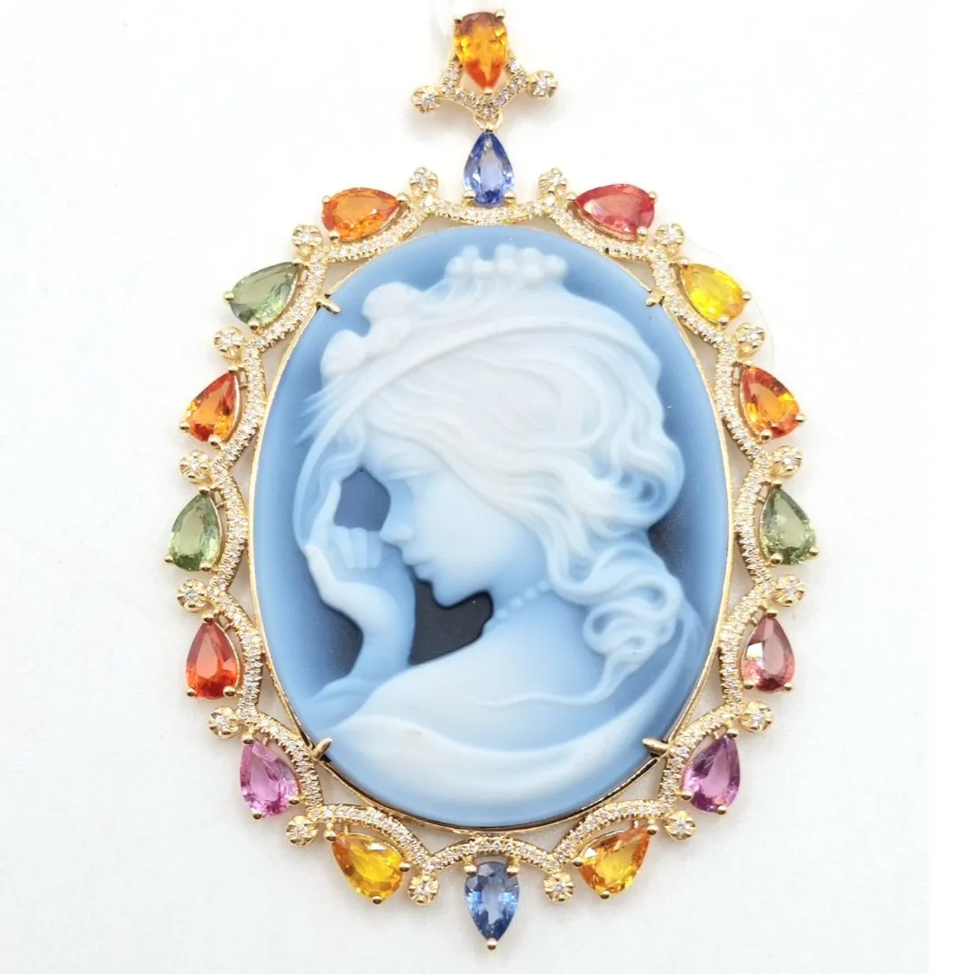 Cameo Gem Diamond Pendant