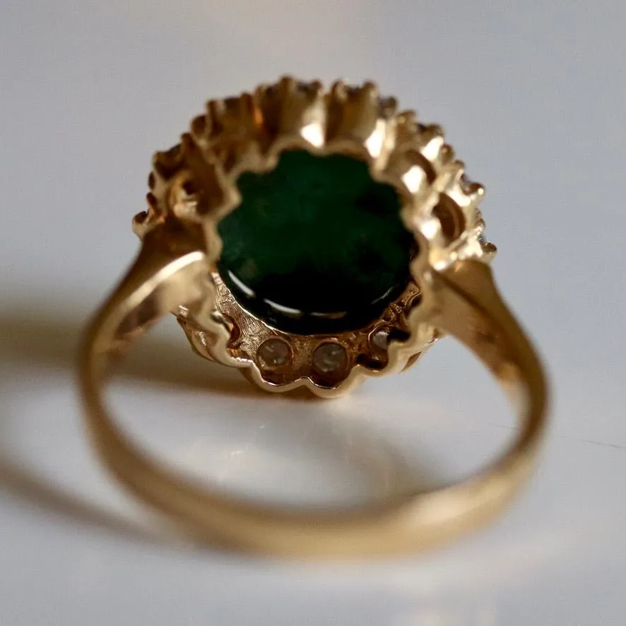 Catherine Parr 14k Gold, Malachite and Diamond Ring