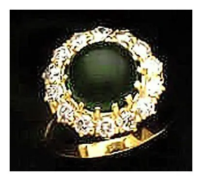 Catherine Parr 14k Gold, Malachite and Diamond Ring