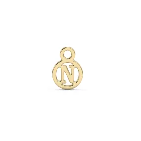 Circle Initial Charm - N | 10k Yellow Gold