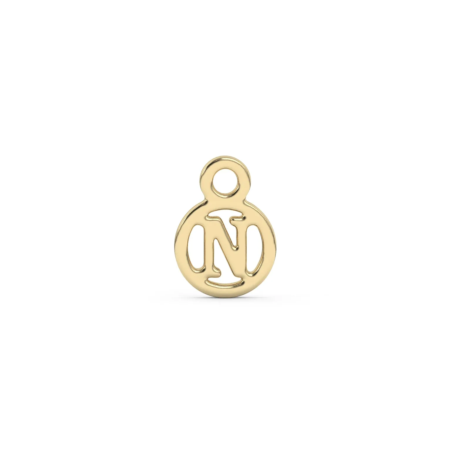 Circle Initial Charm - N | 10k Yellow Gold