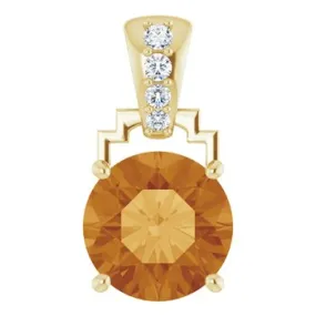 Citrine and Diamond Pendant